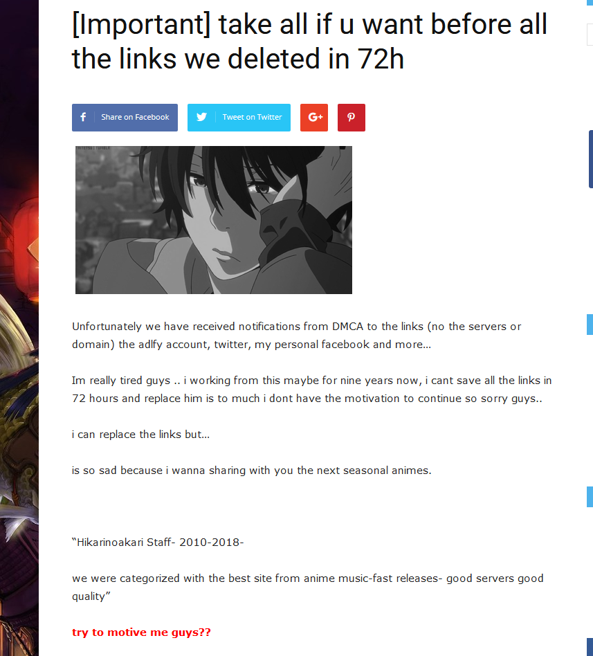 RIP HikarinoAkariOst (2010-2018)