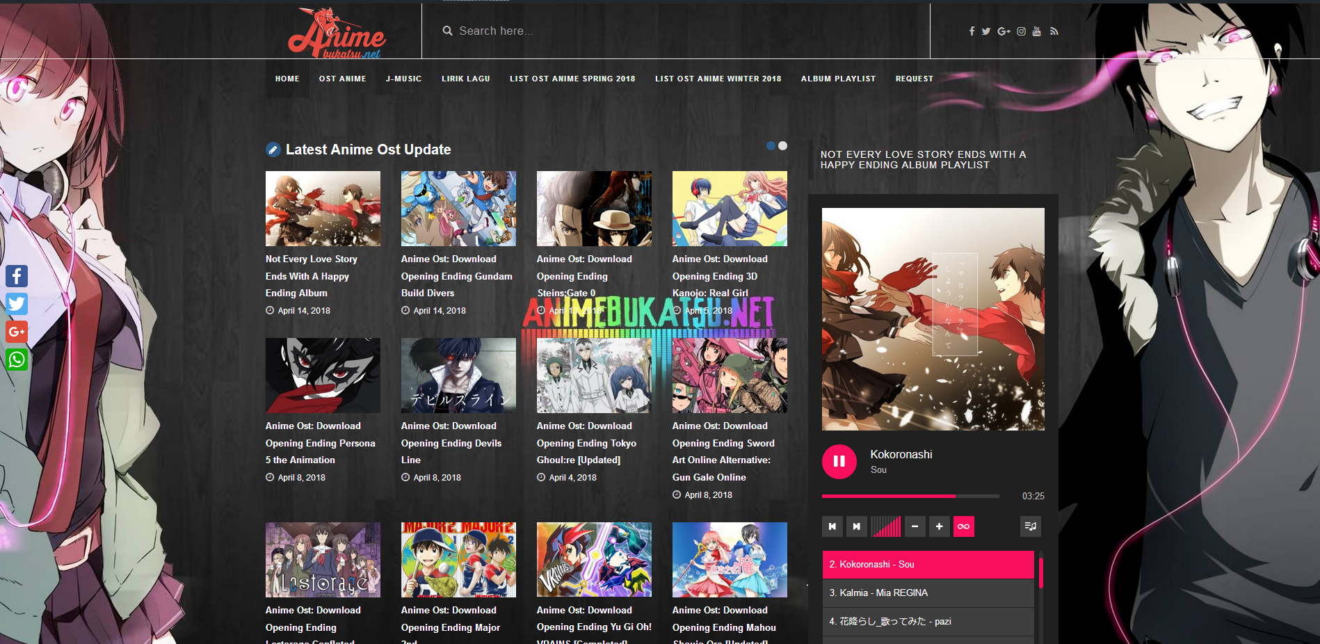 Mengenal Anime Bukatsu, Situs Lagu dan Ost Anime Dengan Fitur Playlist